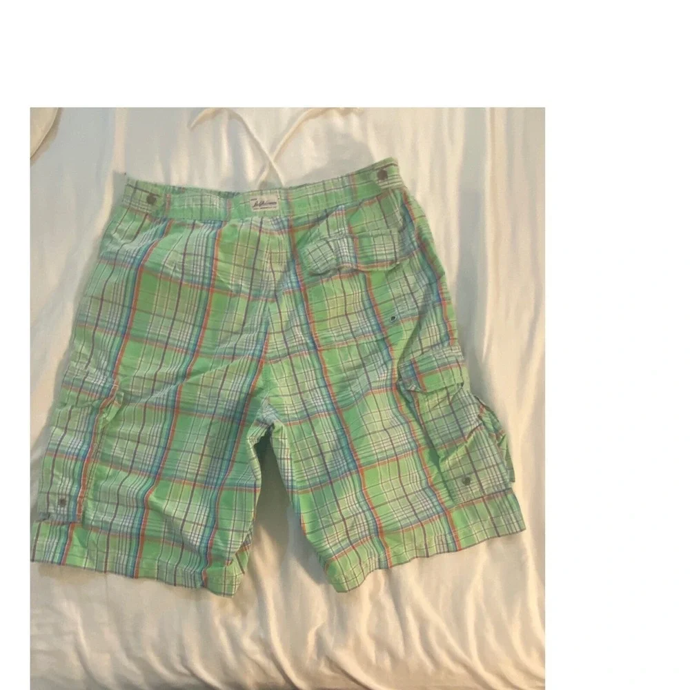 Polo Ralph Lauren‎ Plaid Swim Trunks Cargo Pockets Drawstring Beachy Waist 36